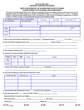 New York Employer's Report of Injured Employee's Change in Employment Status