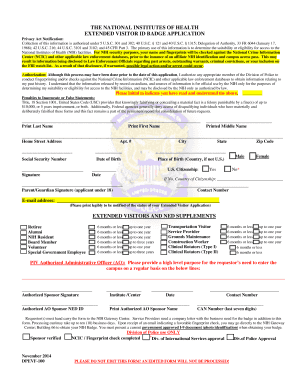 NIH Extended Visitor Badge Application