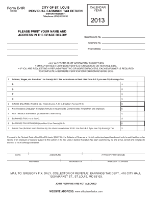 City of St. Louis Individual Earnings Tax Return