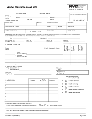 Medical Request for Home Care Form