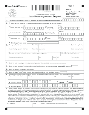 Georgia Installment Agreement Request