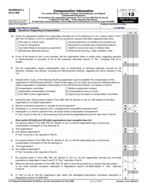 Schedule J Form 990 Compensation Information