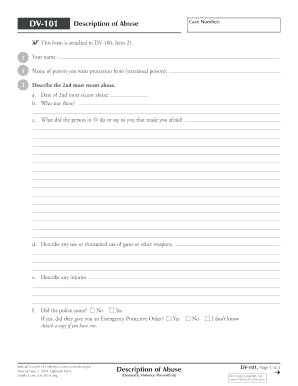 California Domestic Violence Abuse Description Form