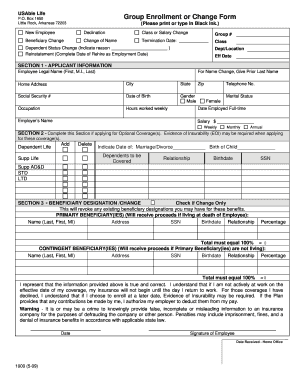 USAble Life Group Enrollment or Change Form
