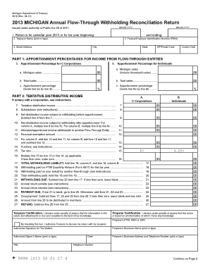 Michigan Annual Flow-Through Withholding Reconciliation Return