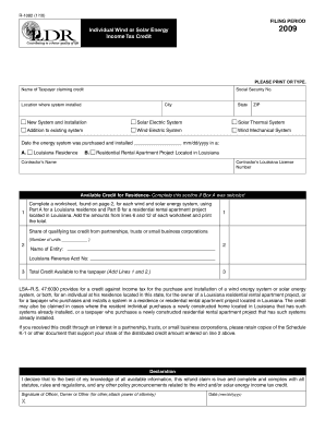 Louisiana Wind or Solar Energy Tax Credit Form