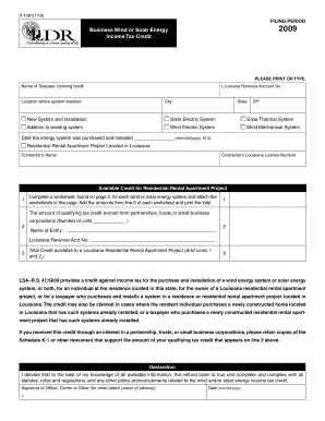 Louisiana Wind or Solar Energy Tax Credit Form