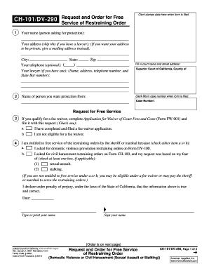 California Restraining Order Request