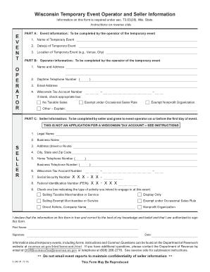 Wisconsin Temporary Event Operator and Seller Information