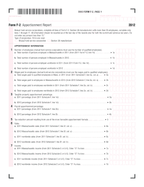 Massachusetts Form F-2 Apportionment Report