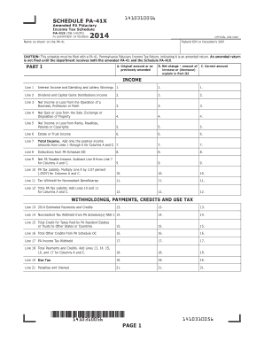 Amended PA Fiduciary Income Tax Schedule