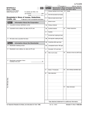Schedule K-1 Form 1120S 2008