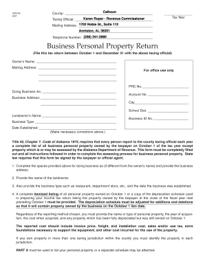 Alabama Business Personal Property Return