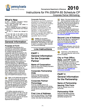 Pennsylvania Corporate Partner Withholding Form
