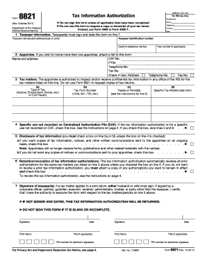IRS Form 8821 Tax Information Authorization