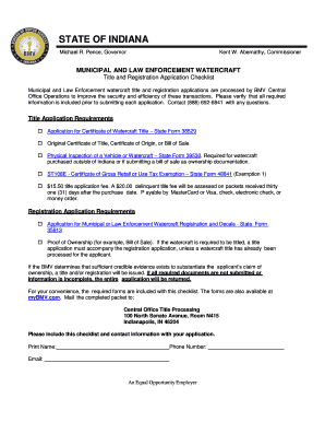 Indiana Watercraft Title and Registration Application