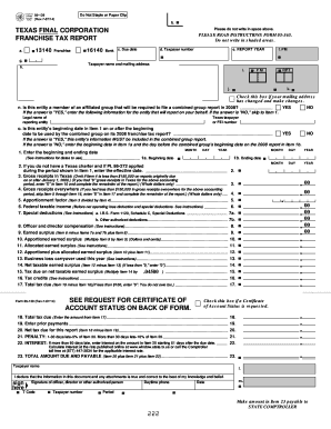 Texas Franchise Tax Report Form 05-139