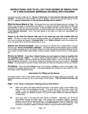 Decree of Dissolution of a Non-Covenant Marriage (Divorce) With Children
