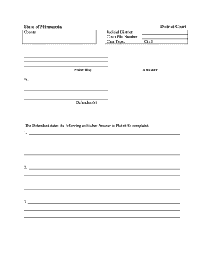 Minnesota District Court Defendant's Answer