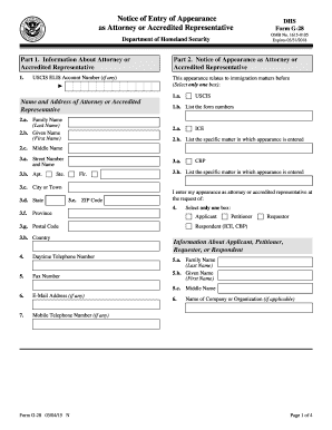 Notice of Entry of Appearance Form G-28