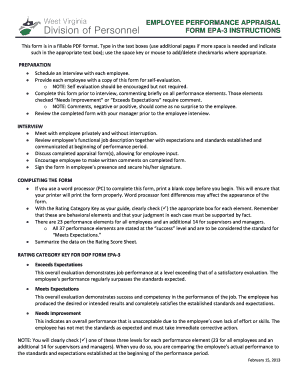 Employee Performance Appraisal Form EPA-3