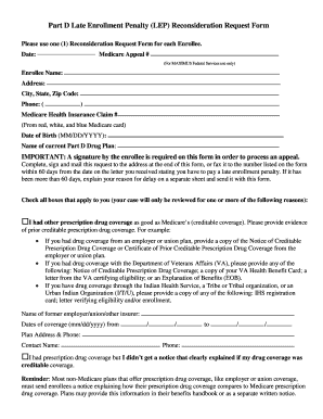 Medicare Part D Late Enrollment Penalty Reconsideration Request Form