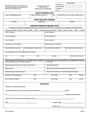 Ohio Adoption Certificate