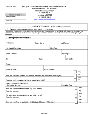 Michigan Massage Therapist Application