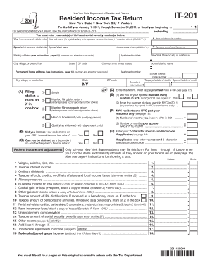 New York State Resident Income Tax Return IT-201