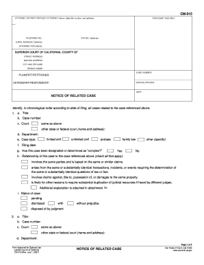 California Notice of Related Case