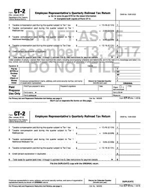 Form CT-2 Employee Representative's Quarterly Railroad Tax Return