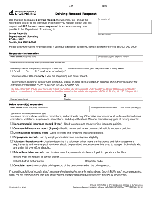 Washington Driving Record Request Form