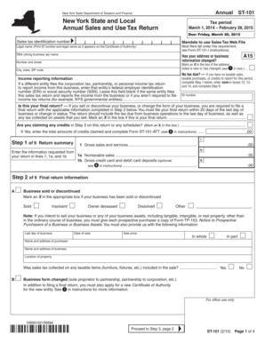 New York State Annual Sales and Use Tax Return