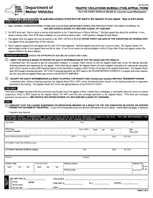 New York Traffic Violation Appeal Form