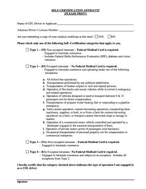 Arkansas CDL Self-Certification Affidavit