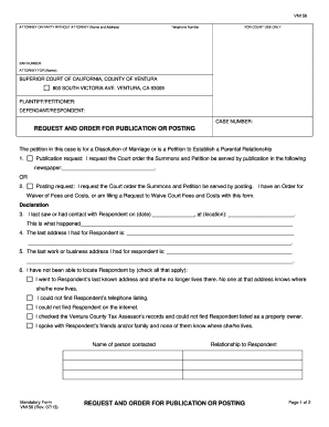 Request and Order for Publication or Posting