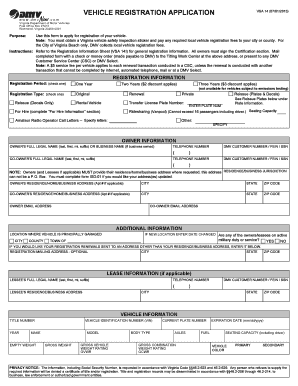 Virginia Vehicle Registration Application