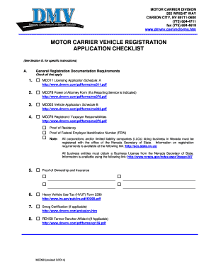 Motor Carrier Vehicle Registration Application Checklist