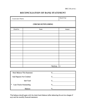Bank Statement Reconciliation Form