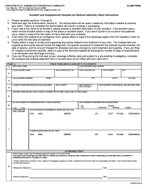 Continental American Insurance Claim Form