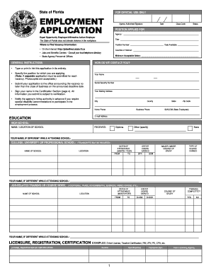 Florida State Employment Application