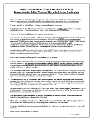 Massachusetts Massage Therapist License Application