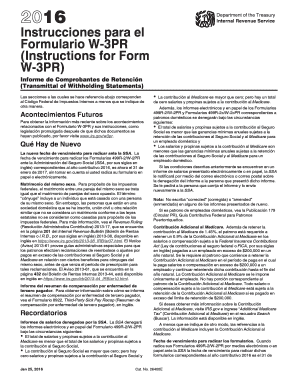 Instrucciones para el Formulario W-3PR