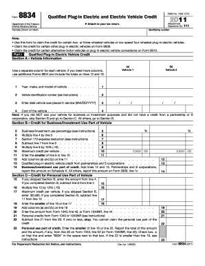 Form 8834 Qualified Plug-in Electric Vehicle Credit