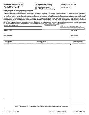HUD-51001 Periodic Estimate Form