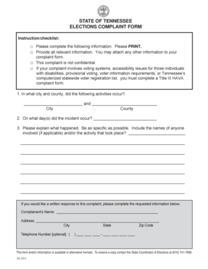 Tennessee Elections Complaint Form