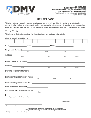 Nevada Lien Release Form