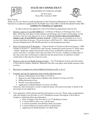 Connecticut Veterans Affairs Admission Application