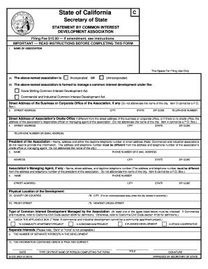 California Common Interest Development Statement