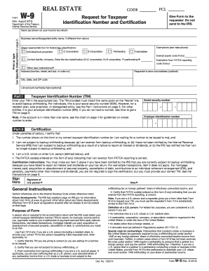 Form W-9 Request for Taxpayer Identification Number and Certification